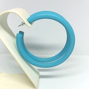 🌟SOLD🌟 Sky BLUE Acrylic Hoop Earrings Large 2.5 Inch 80s retro